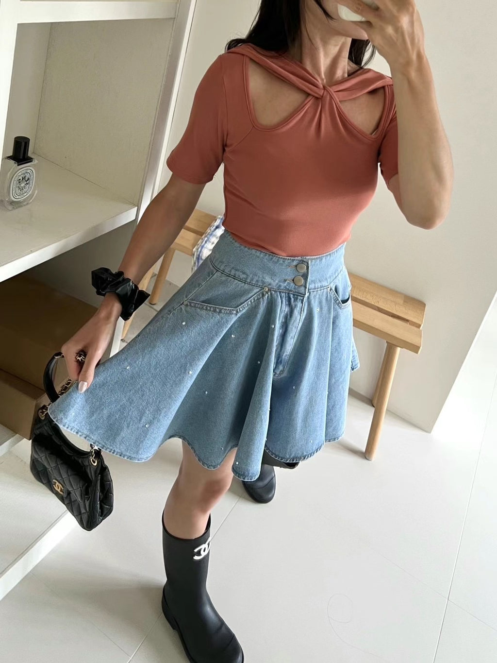 Bling Bling Pleated Denim Shorts