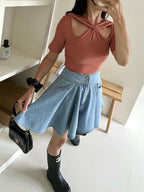 Bling Bling Pleated Denim Shorts