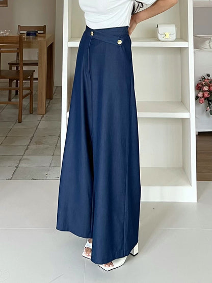 Button Cross Chiffon Pants