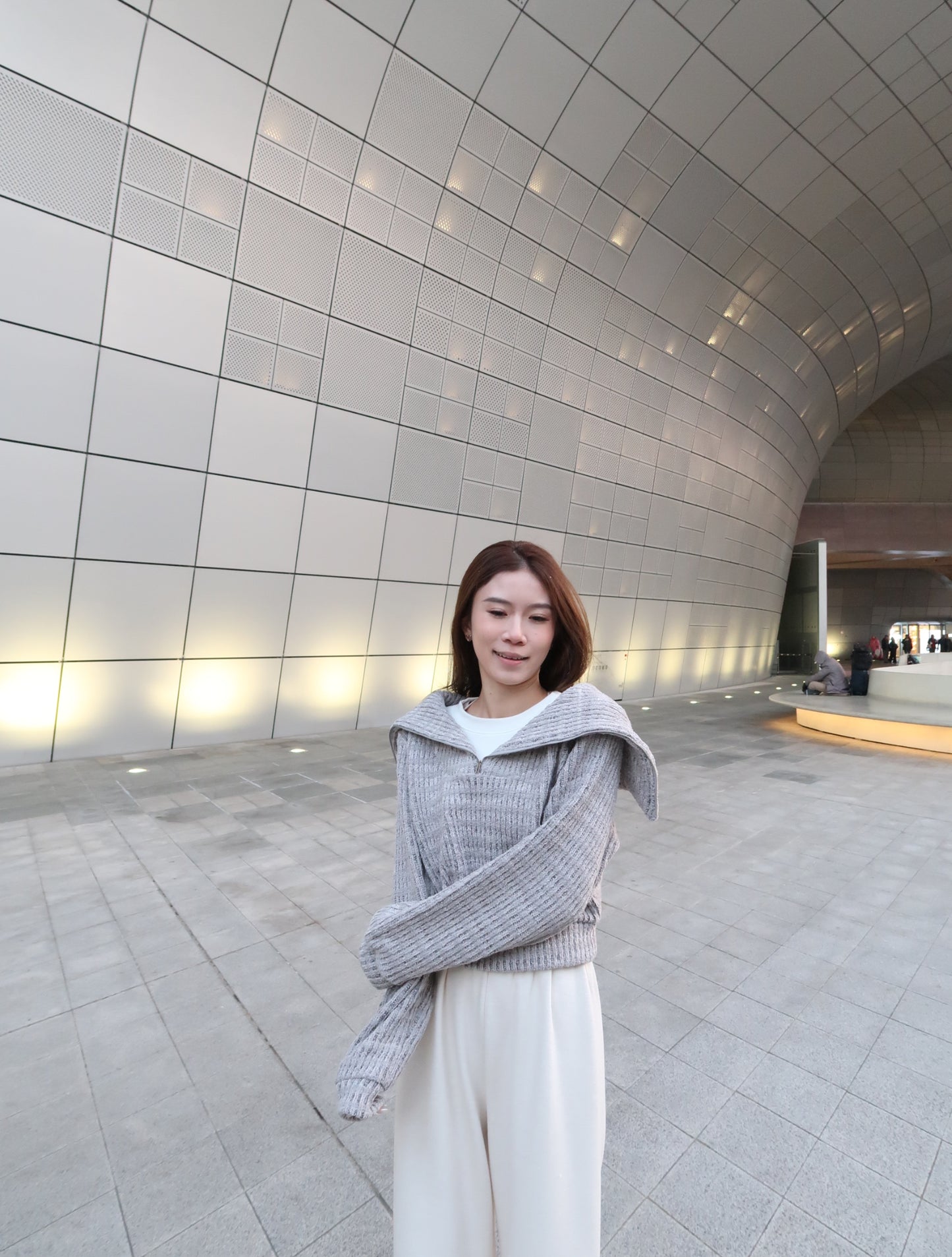 Grey with White Layered hoodie