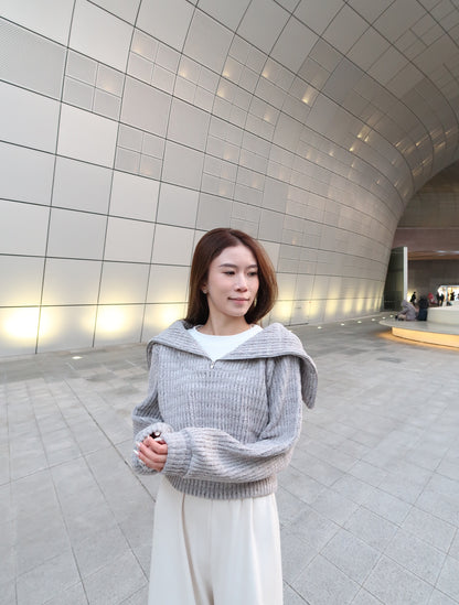 Grey with White Layered hoodie