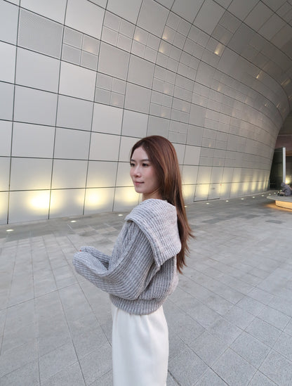 Grey with White Layered hoodie