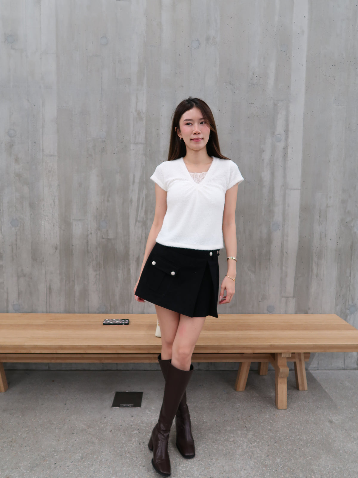 Lace V Neck Short Sleeve Top