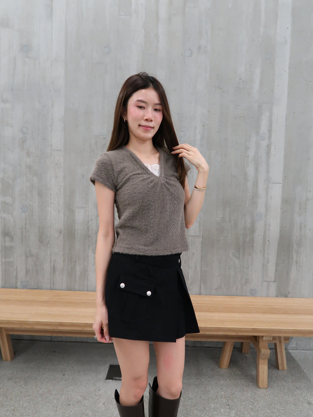 Cargo Slit Skirt Short