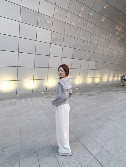 Grey with White Layered hoodie