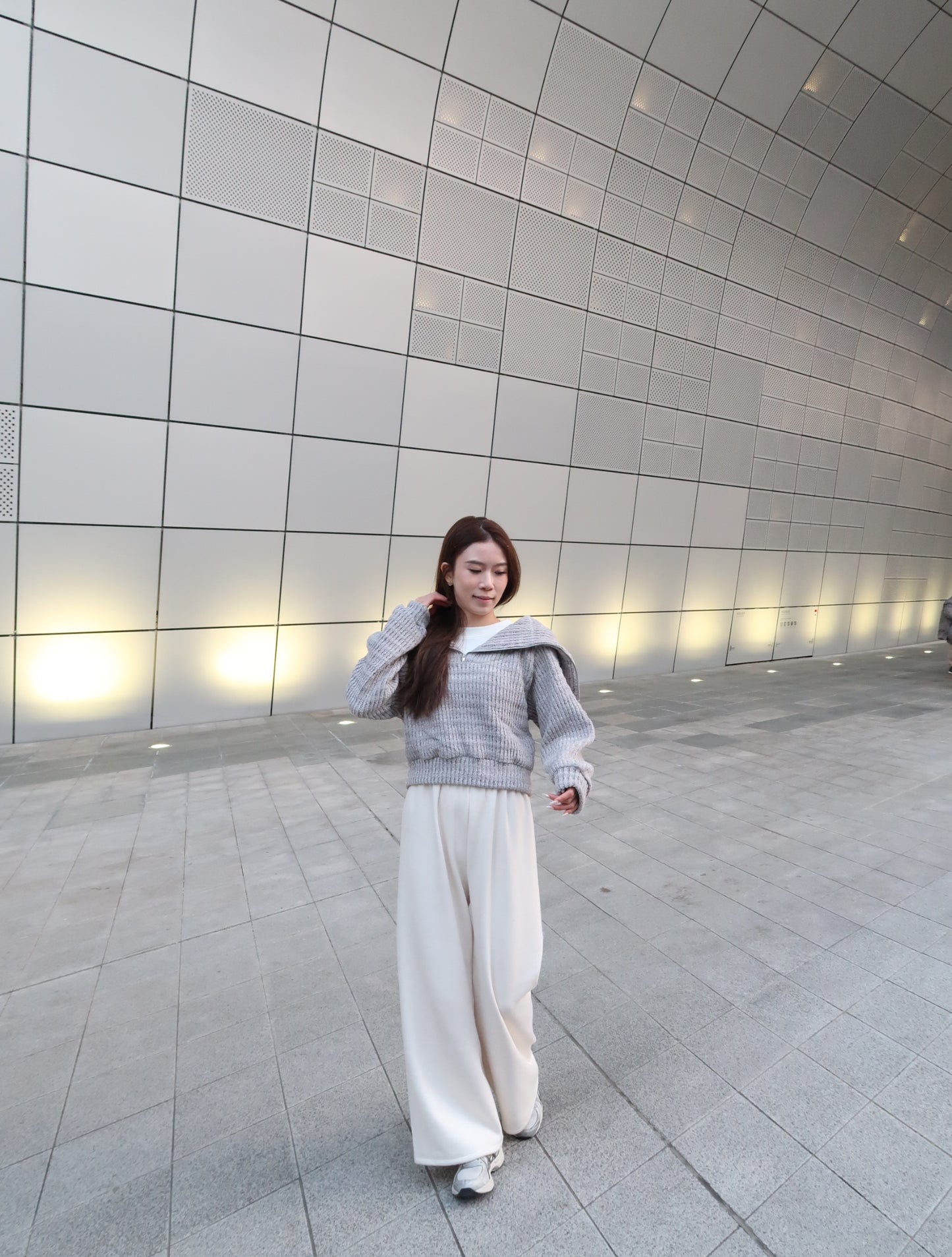 Grey with White Layered hoodie