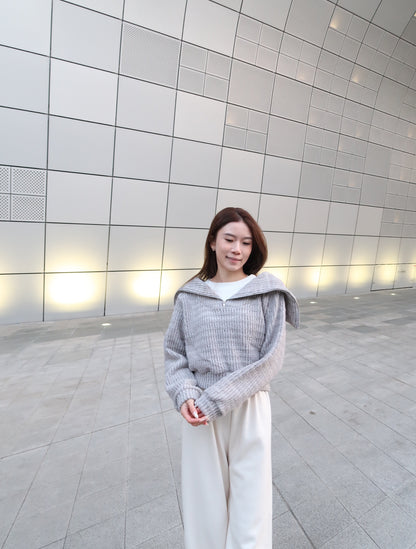 Grey with White Layered hoodie