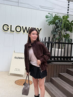 Stand Collar Suede Jacket