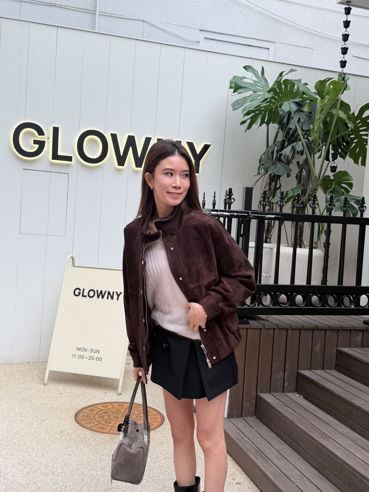 Stand Collar Suede Jacket