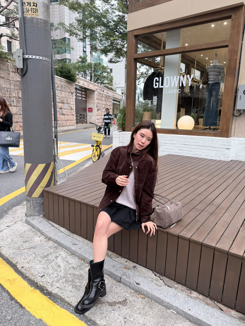 Stand Collar Suede Jacket