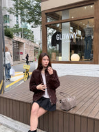 Stand Collar Suede Jacket