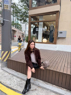 Stand Collar Suede Jacket