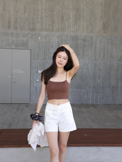 High Waisted White Shorts