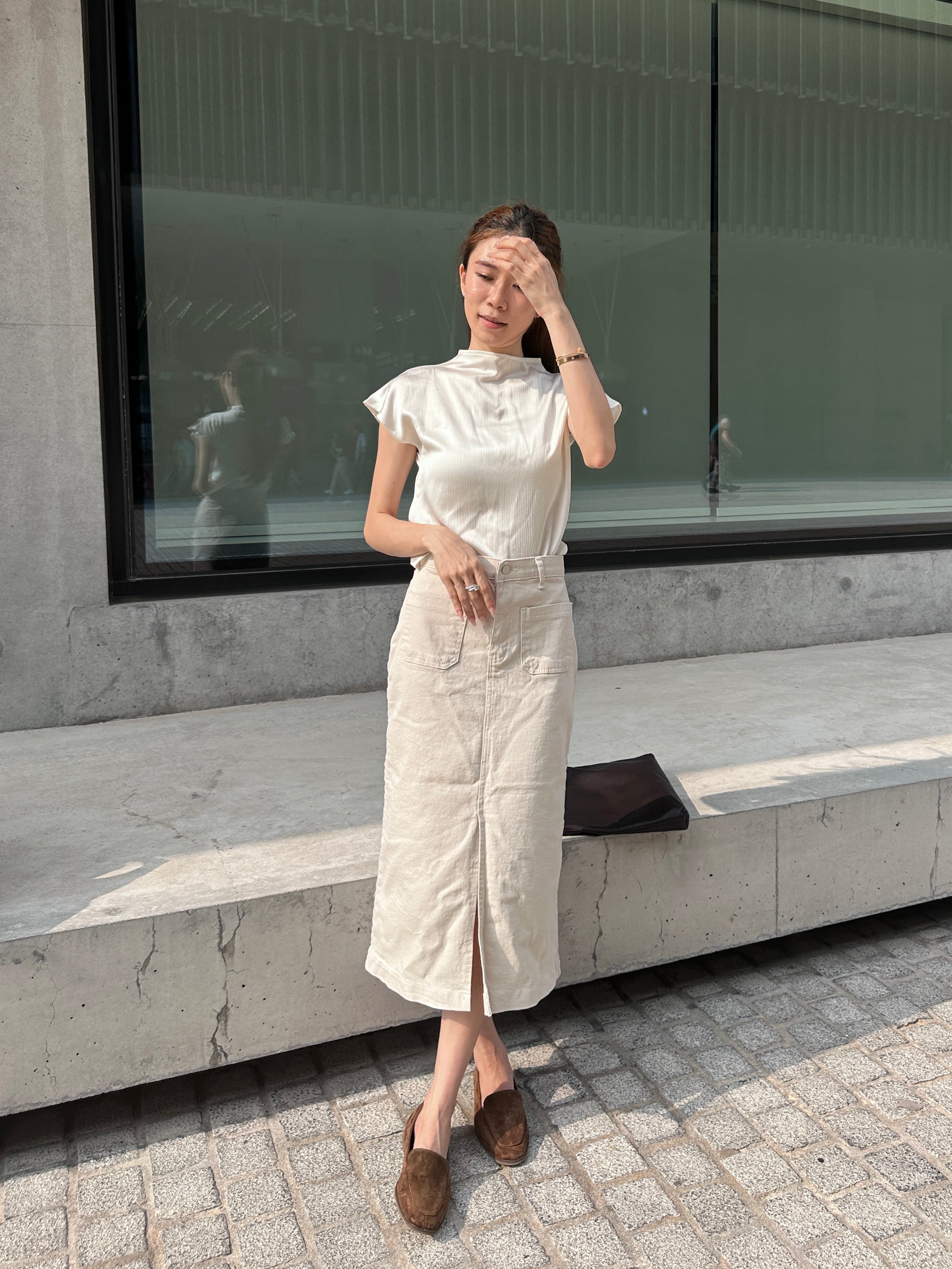 Basic Denim Maxi Skirt