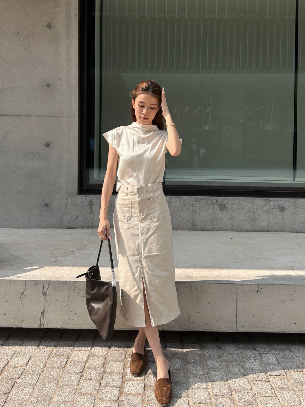 Basic Denim Maxi Skirt