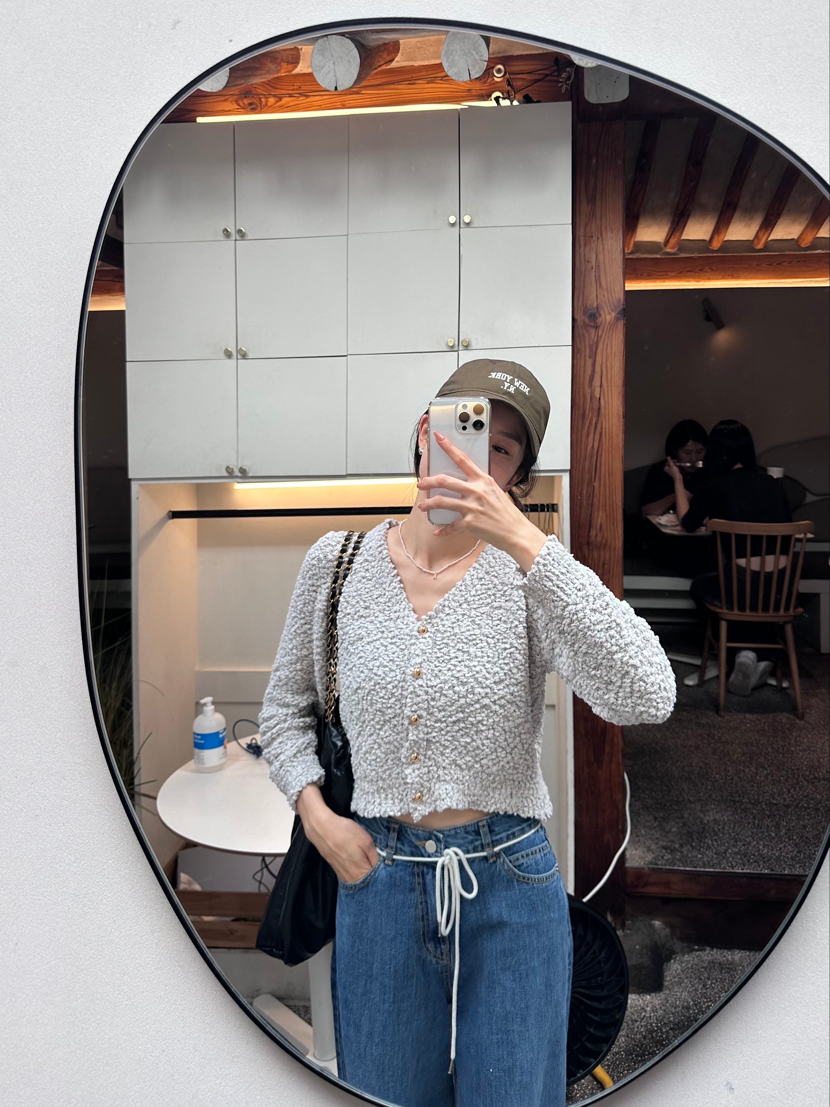 Fluffy Gold Button Cardigan