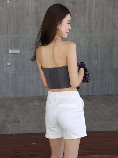 High Waisted White Shorts