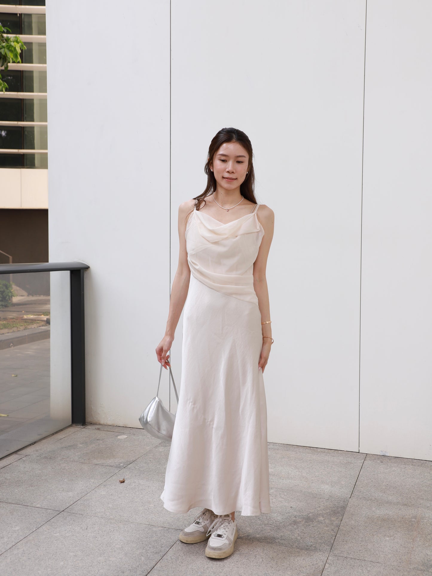 Chiffon Mix Silk Maxi Dress