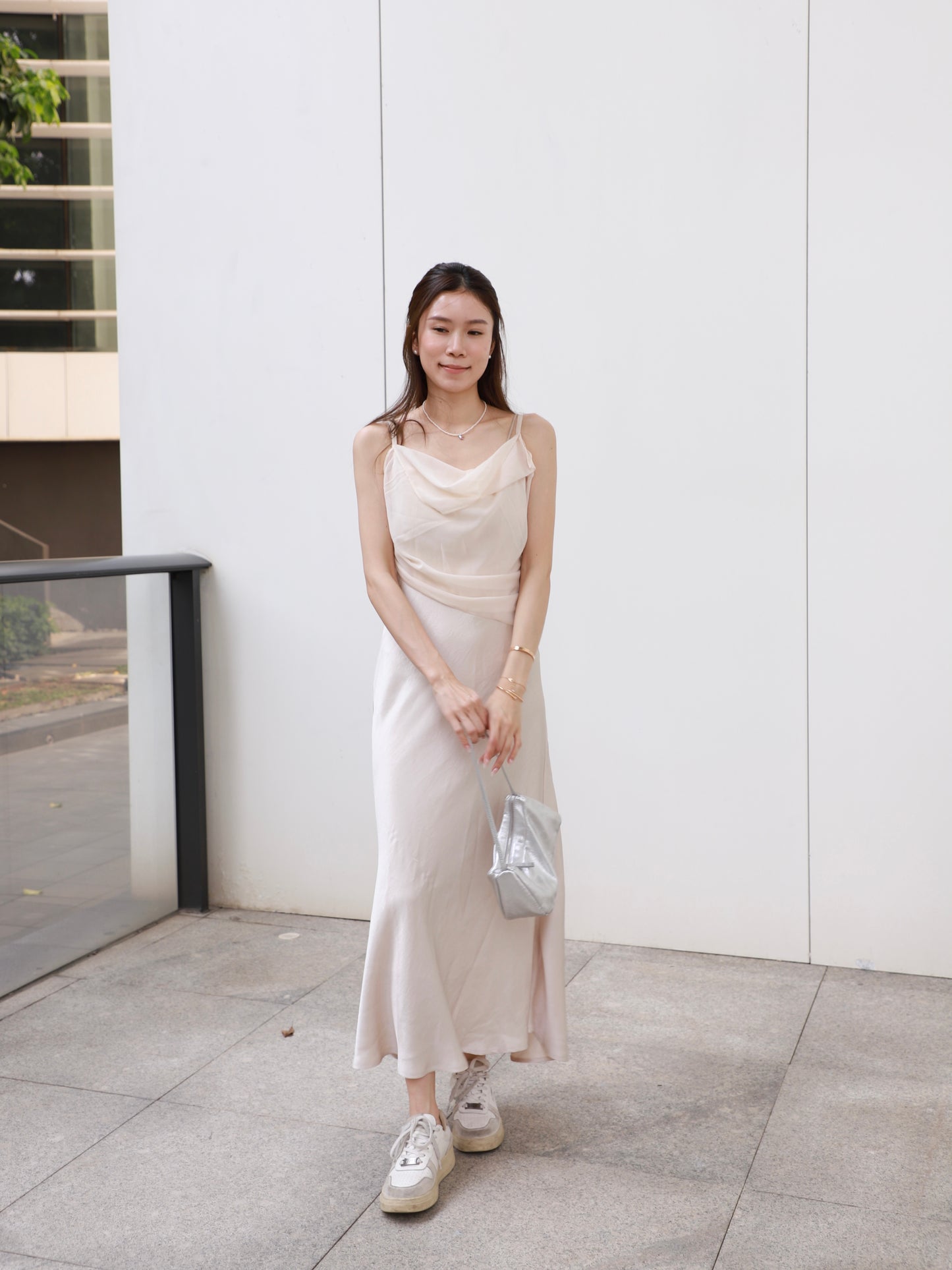 Chiffon Mix Silk Maxi Dress