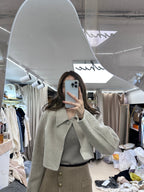 One Button Cropped Wool Jacket