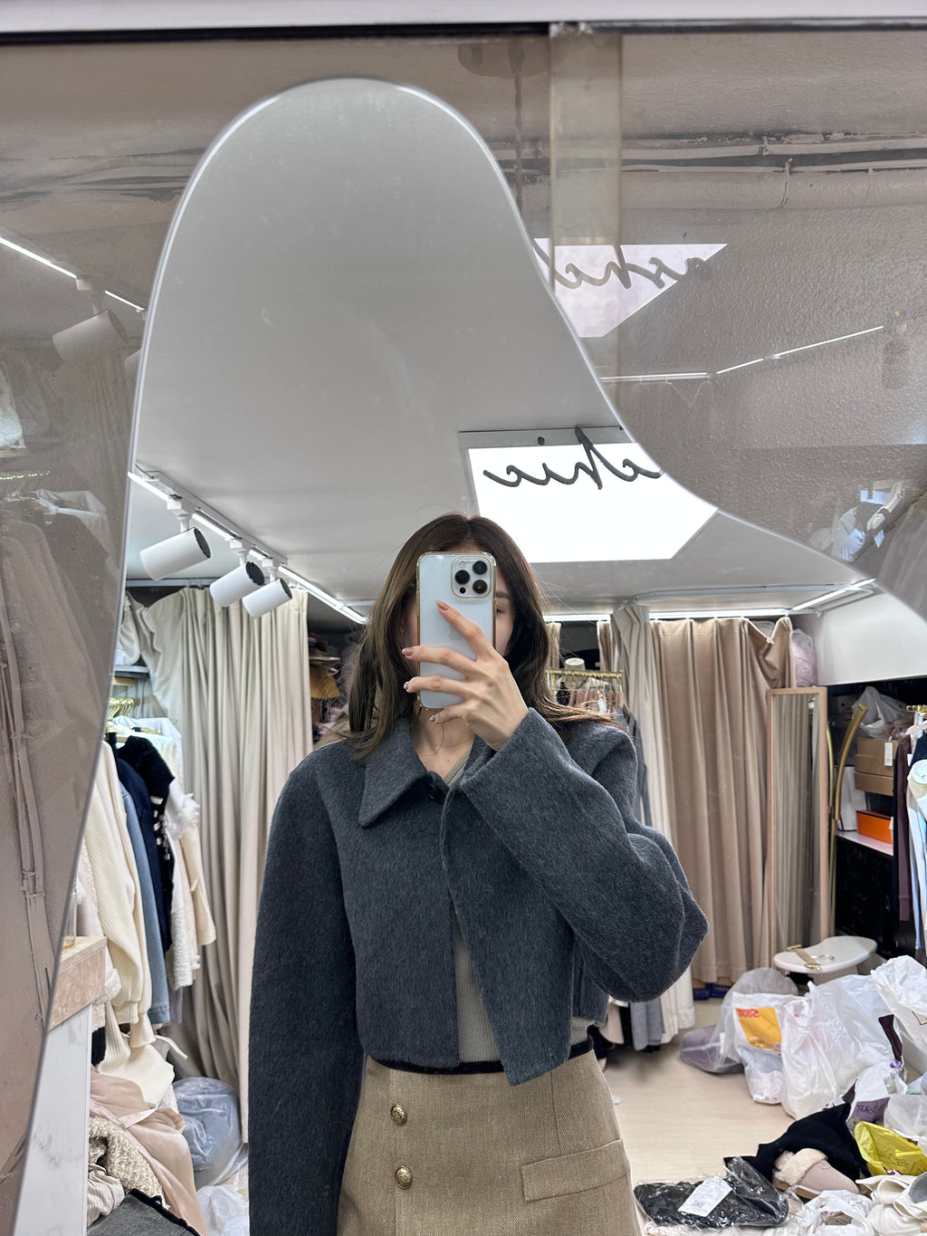 One Button Cropped Wool Jacket