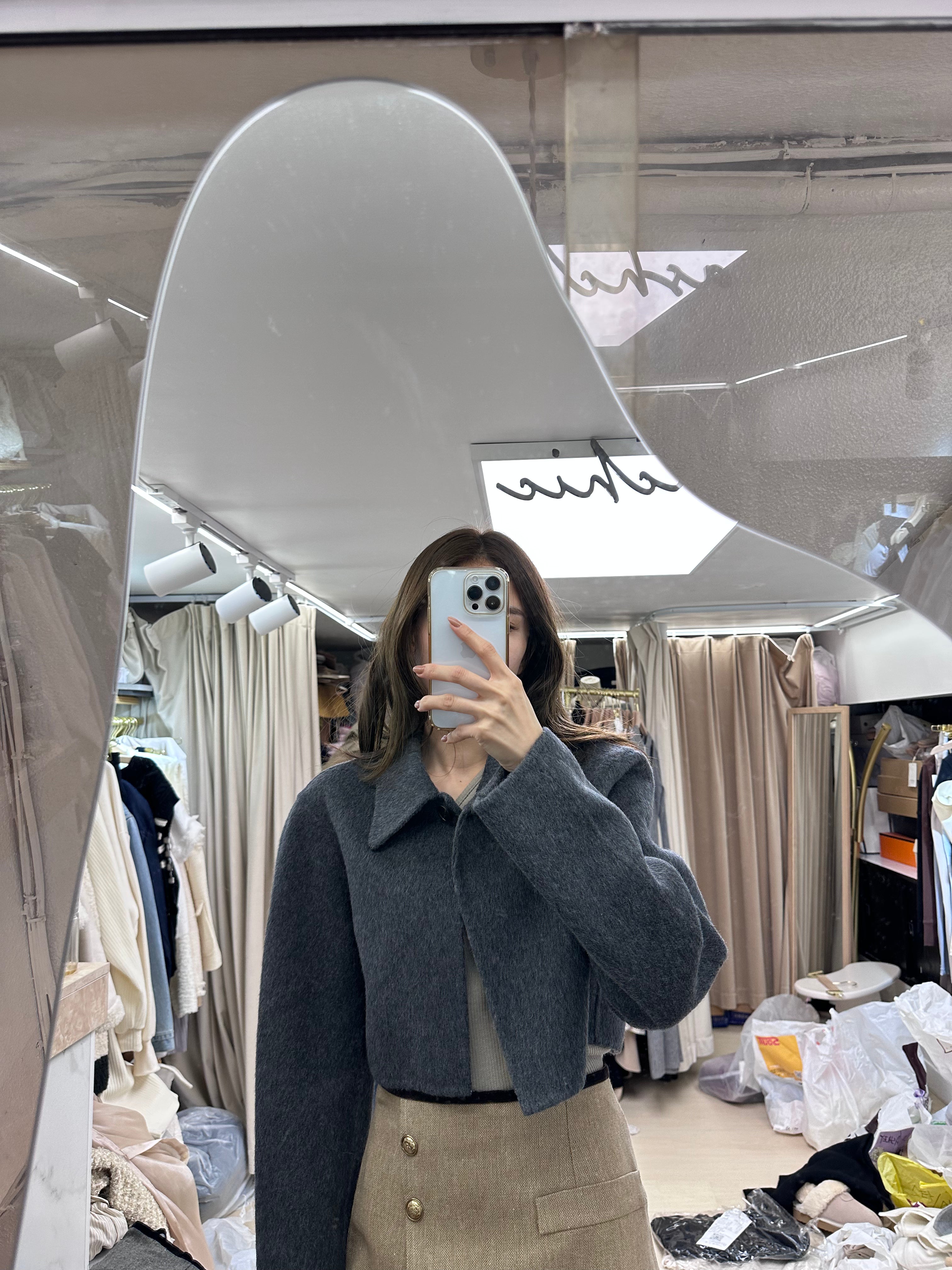 One Button Cropped Wool Jacket