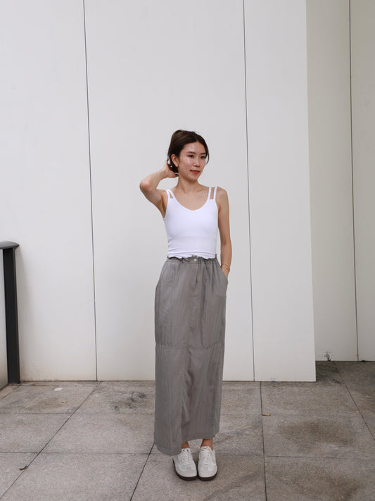 Cargo Tie Waist Maxi Skirt