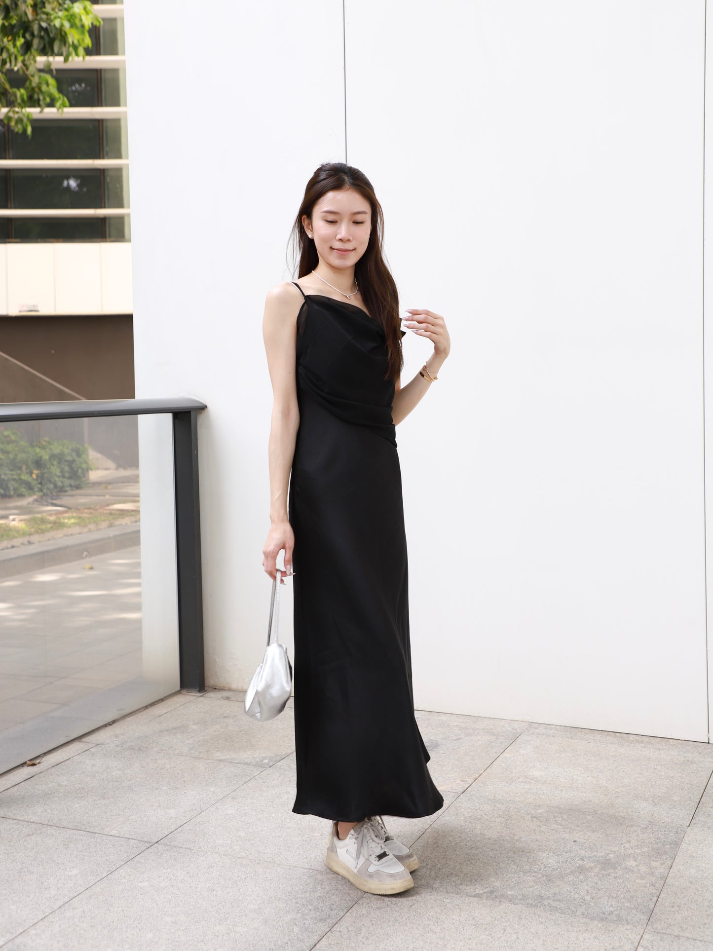 Chiffon Mix Silk Maxi Dress