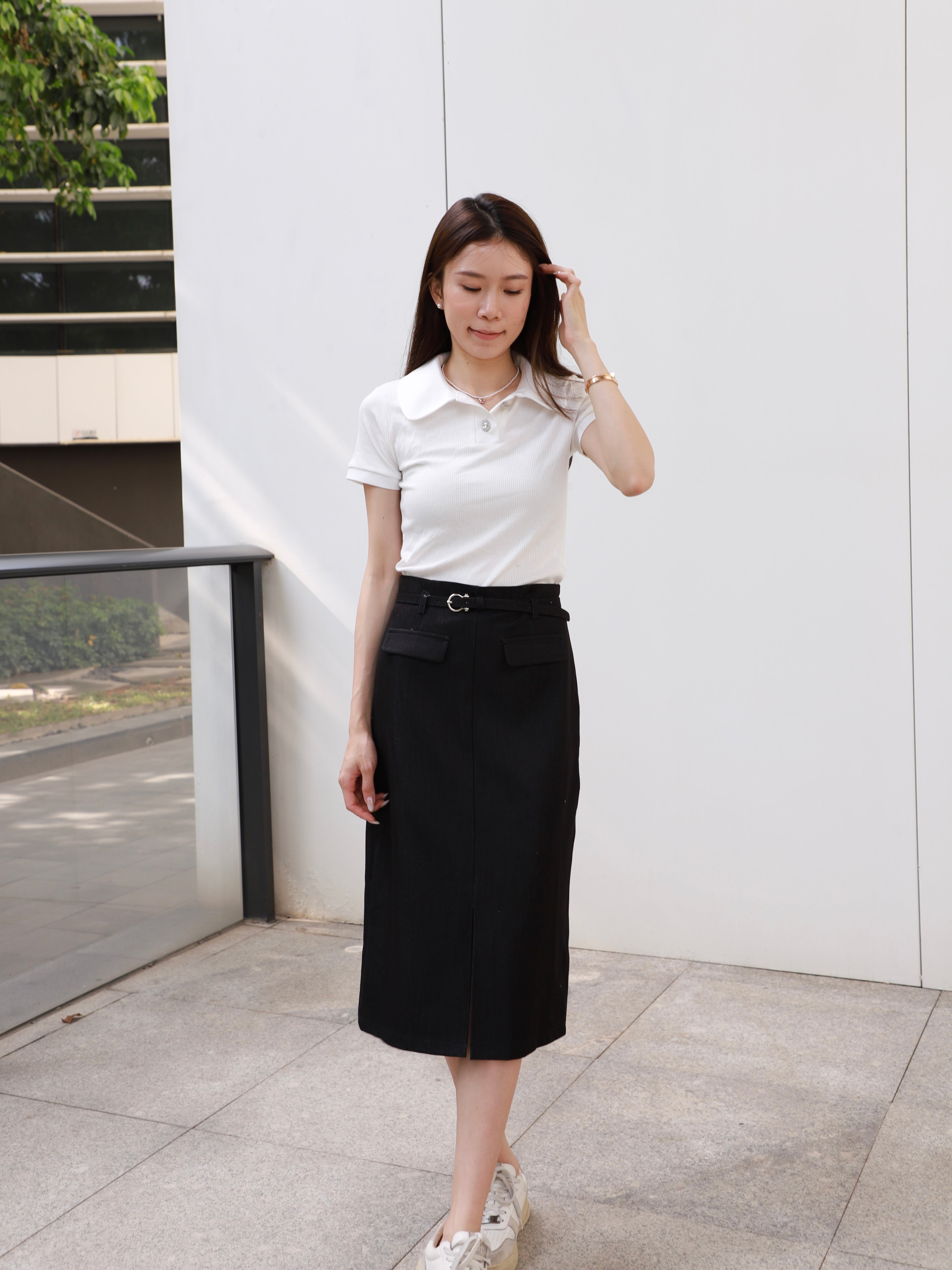Diamond Button Cropped T