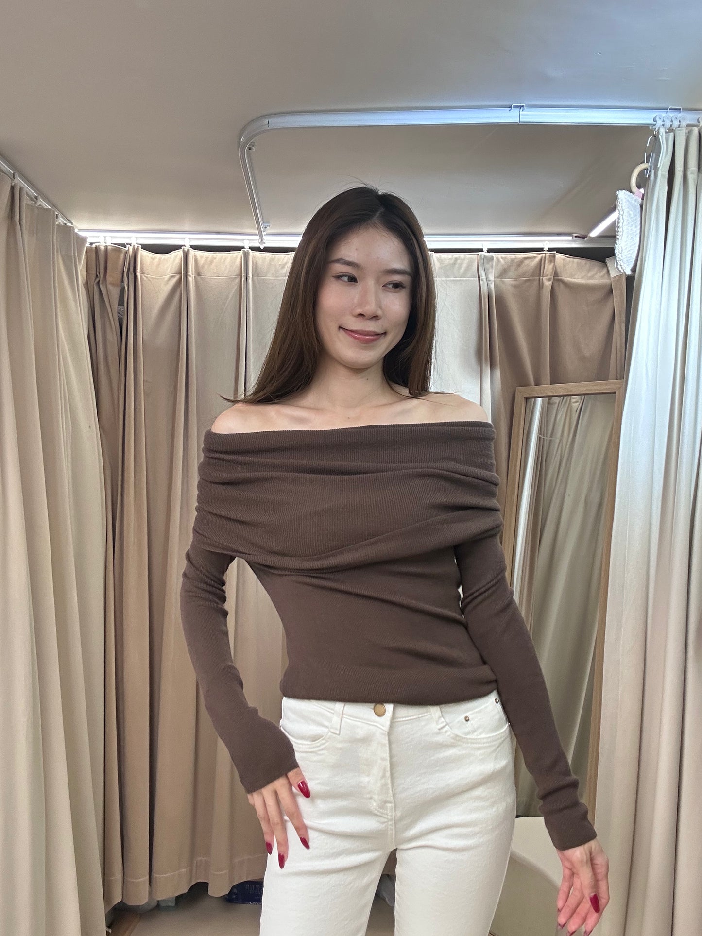 Knitted Thin Off Shoulder Top