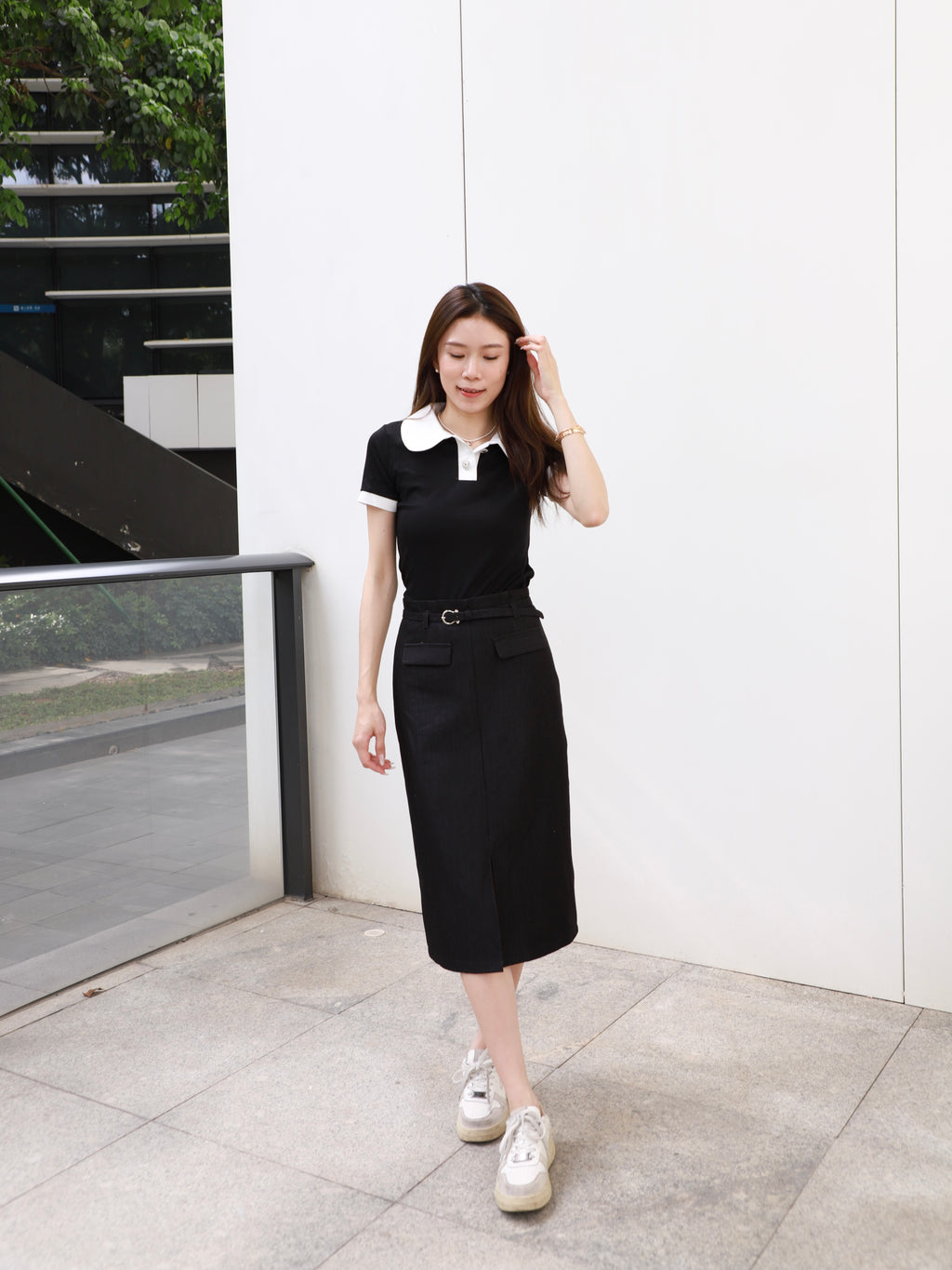 Diamond Button Cropped T