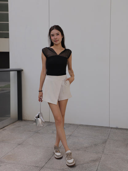 See Through V Cotton T Top