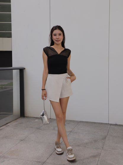See Through V Cotton T Top