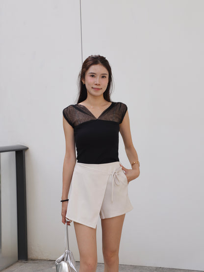 See Through V Cotton T Top