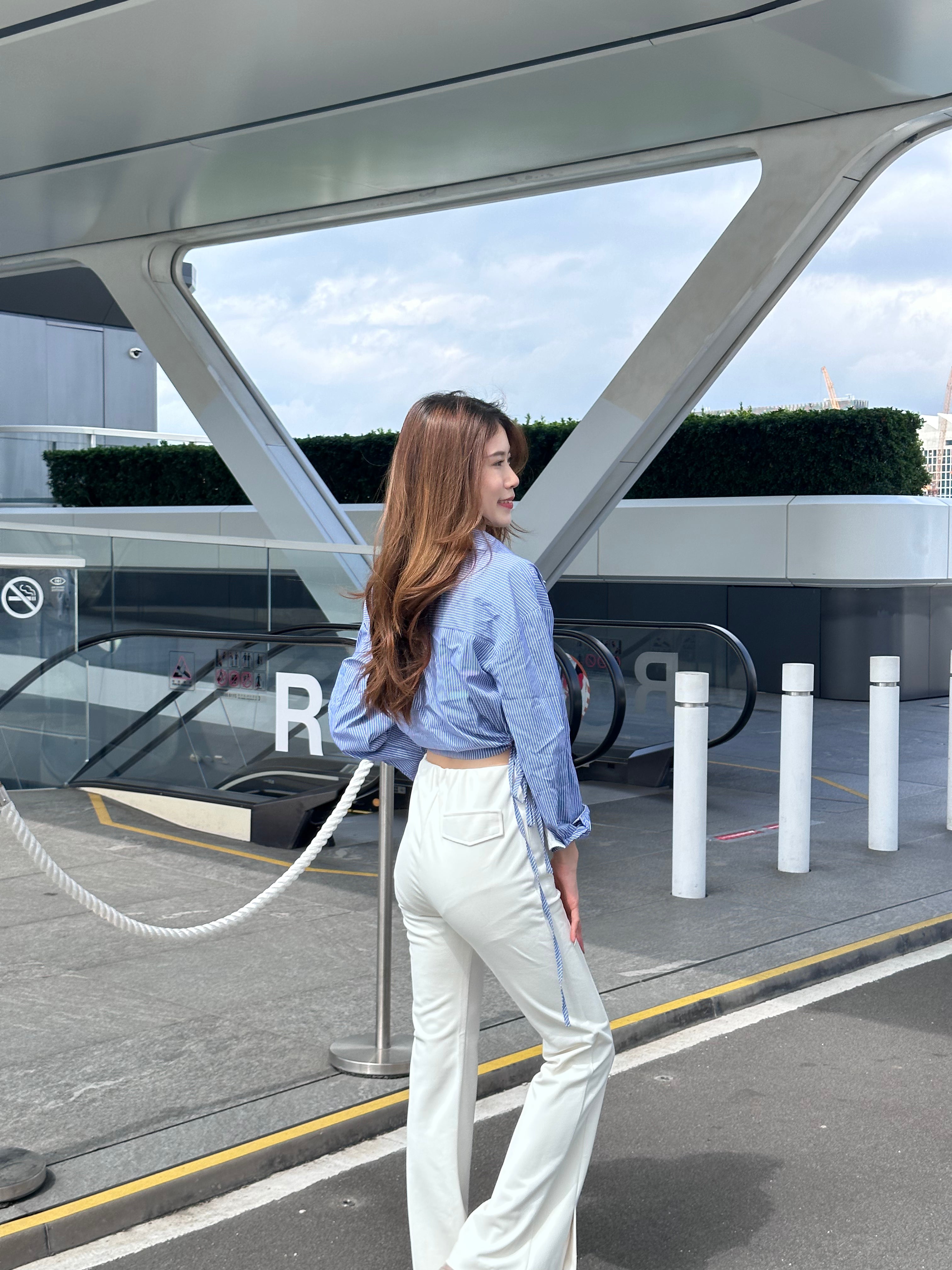 Cotton Slit Flare Pants