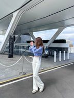Cotton Slit Flare Pants