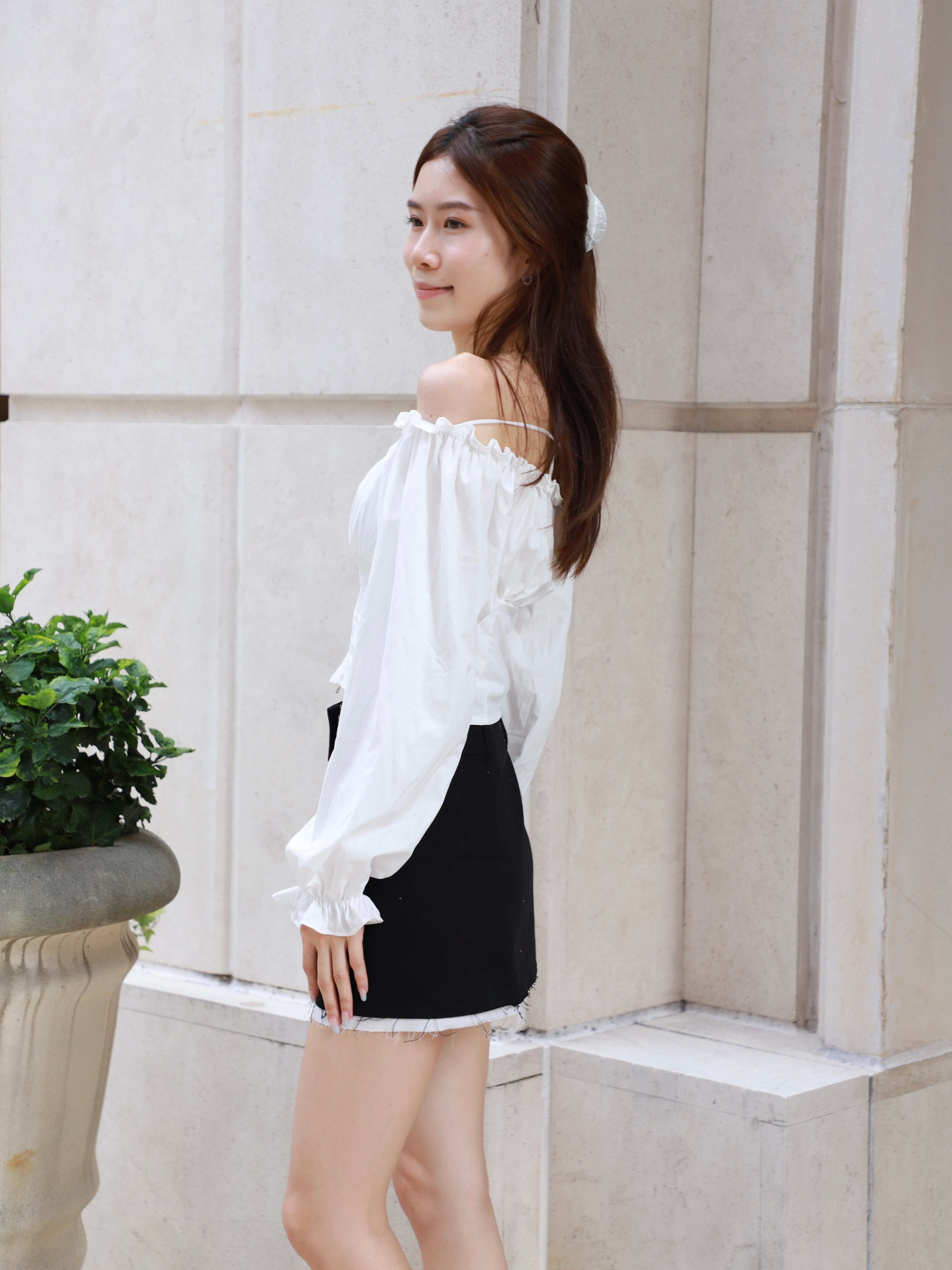 White Layered Zipped Skirt