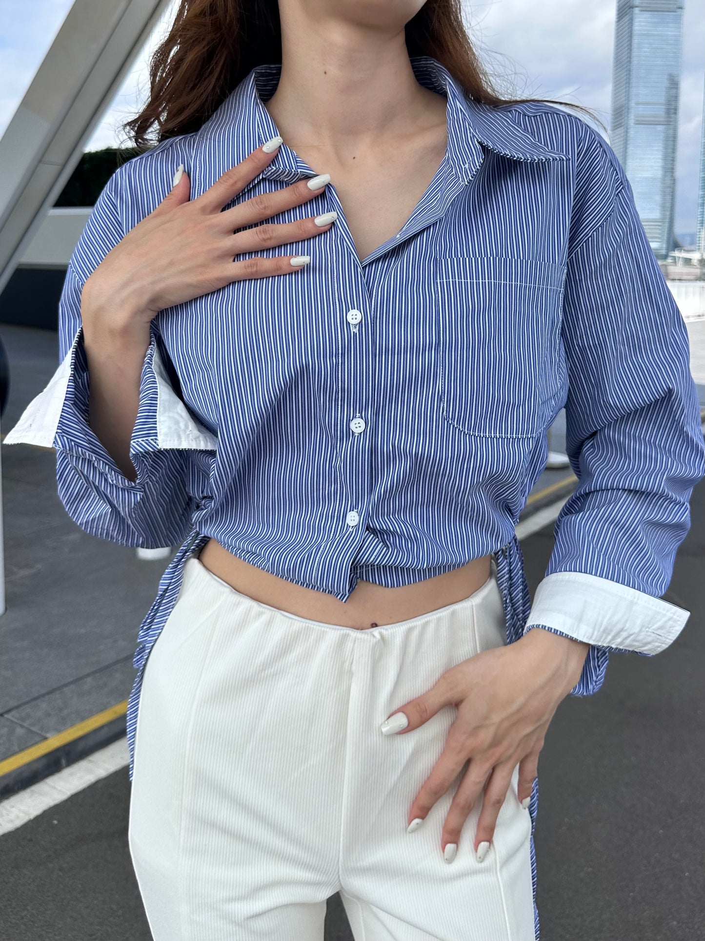 Cropped Tied Up Shirt Top