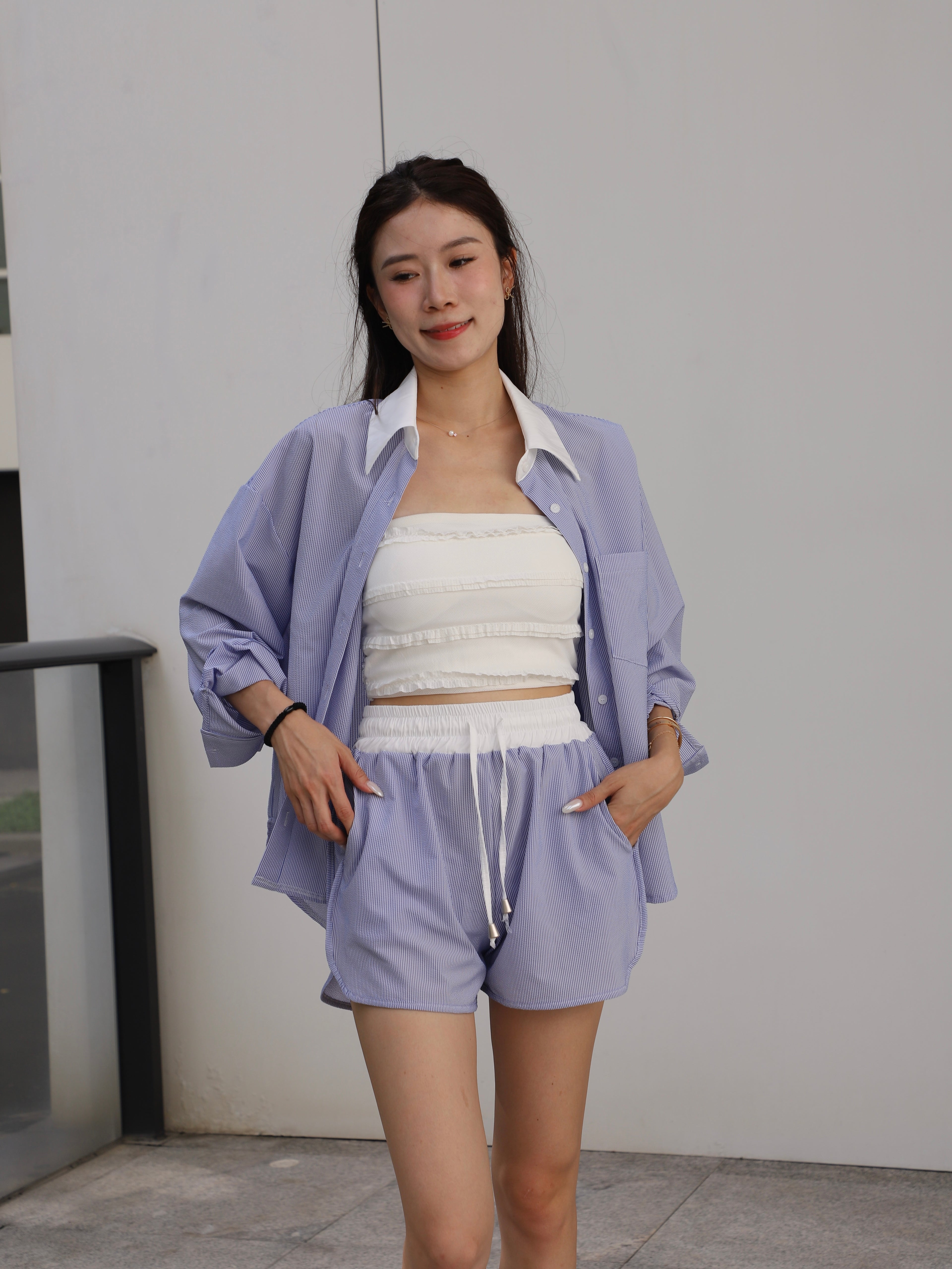 Shirt White Mix & Shorts Set