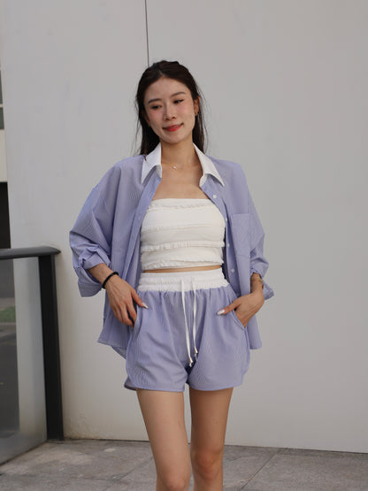 Shirt White Mix & Shorts Set