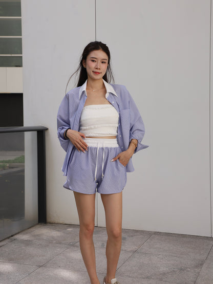 Shirt White Mix & Shorts Set