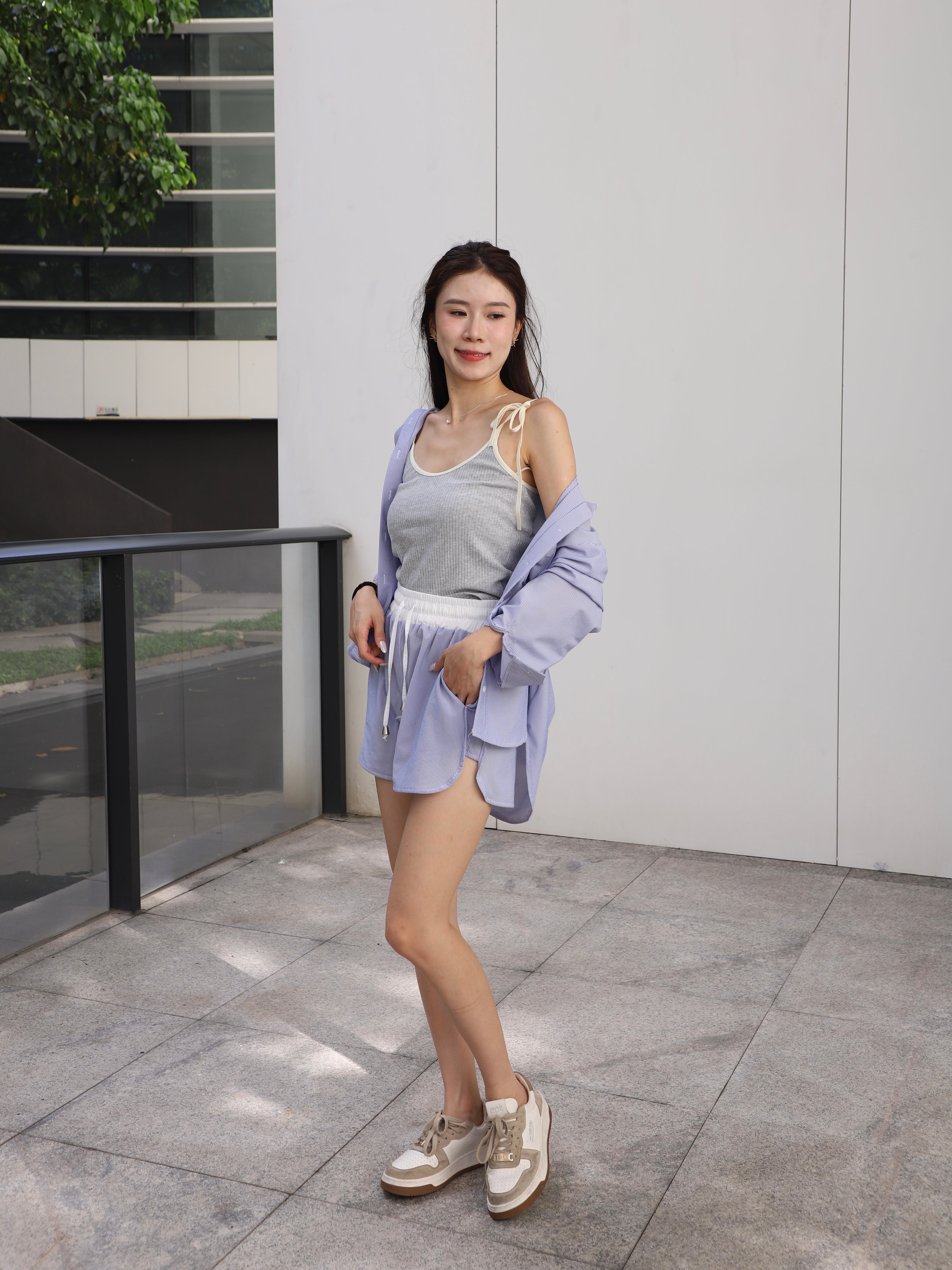 Tie Shoulder Cotton Tank Top