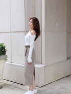 Double Belt Chiffon Maxi Skirt