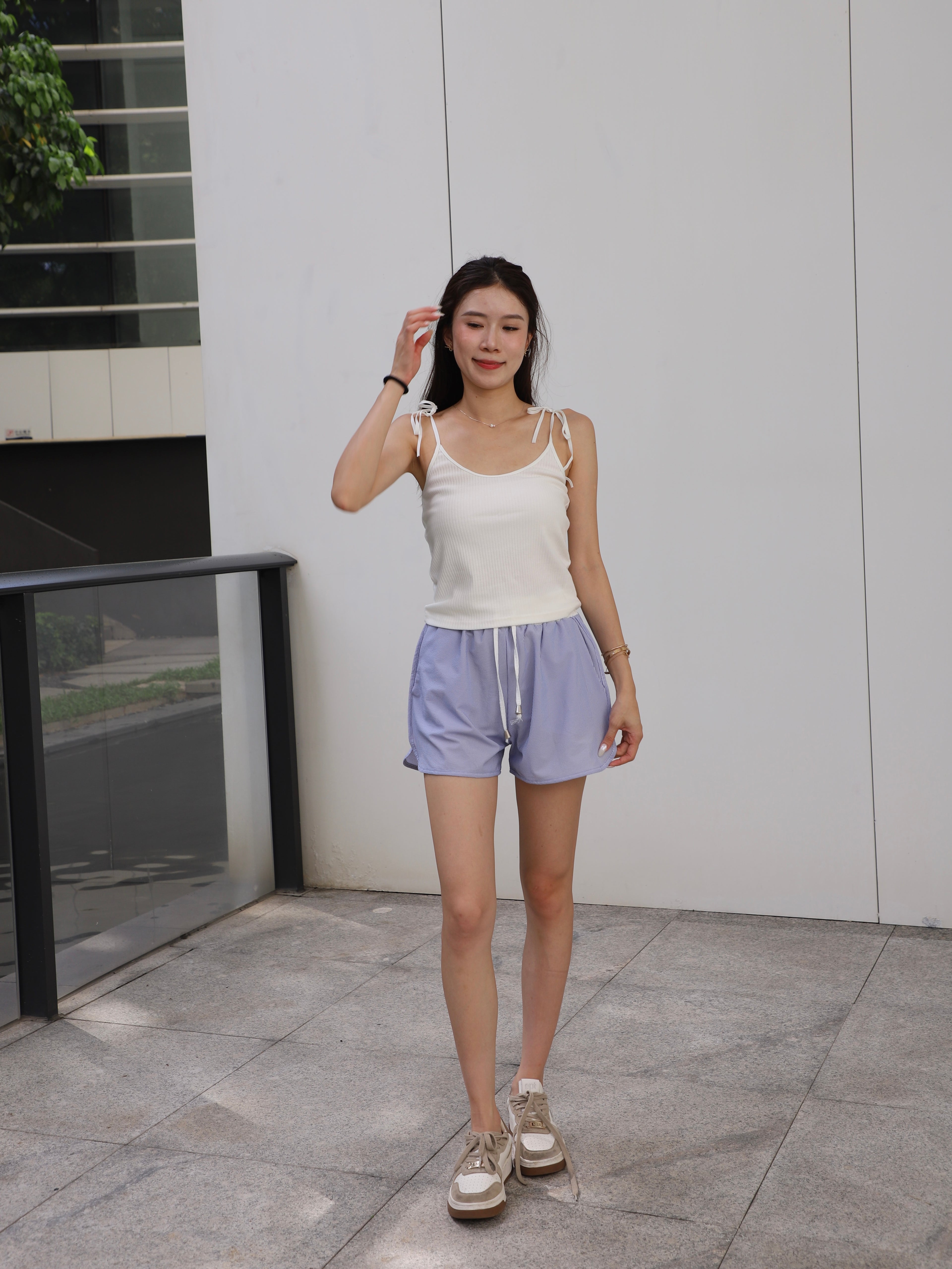 Tie Shoulder Cotton Tank Top