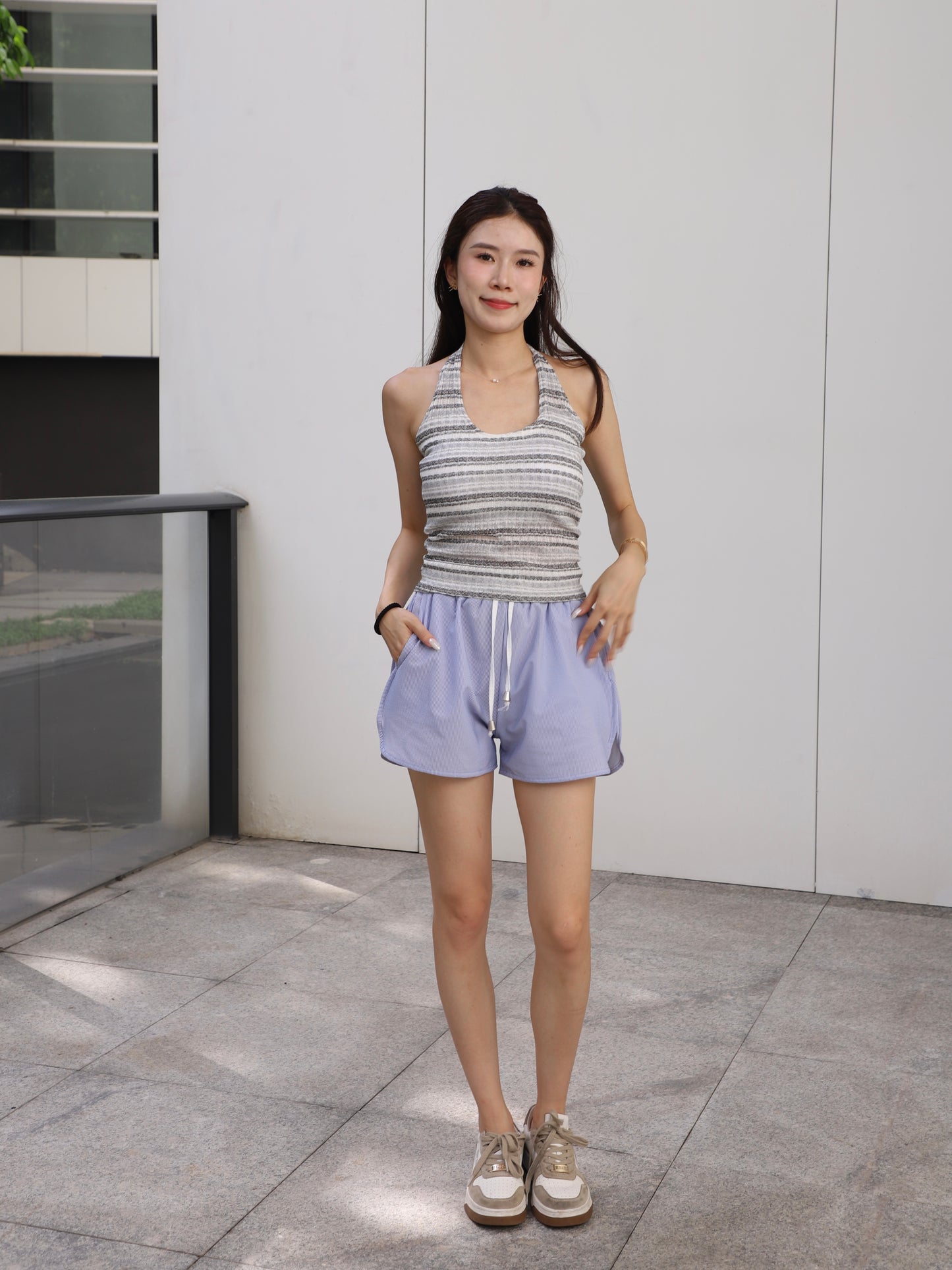 Cross Neck Striped Tank Top
