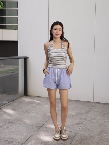 Cross Neck Striped Tank Top