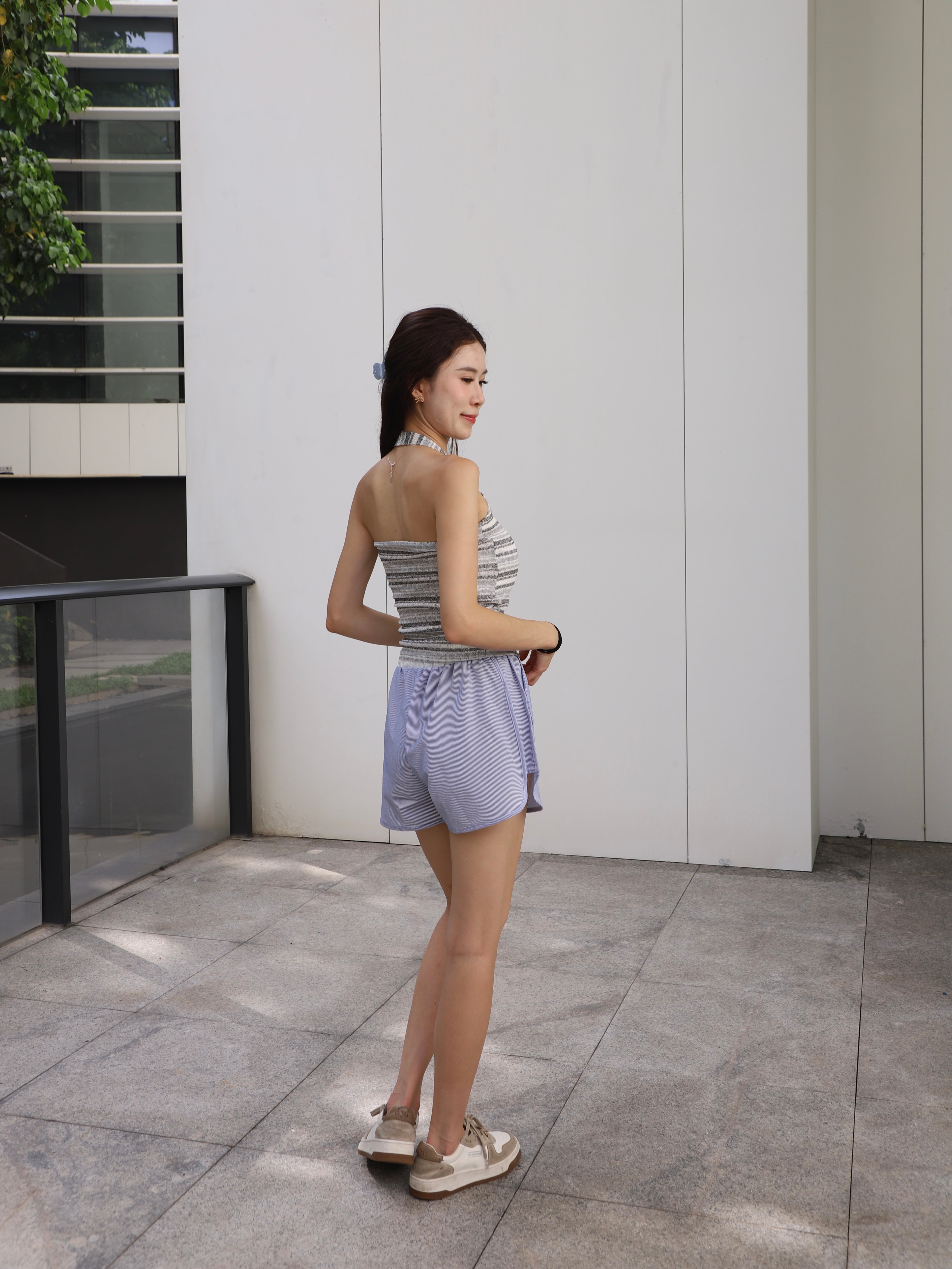 Cross Neck Striped Tank Top