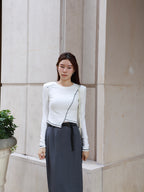Double Belt Chiffon Maxi Skirt