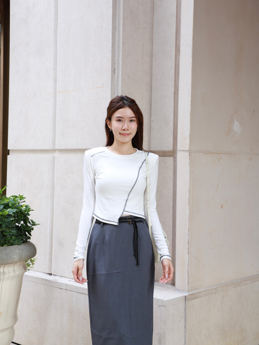 Double Belt Chiffon Maxi Skirt