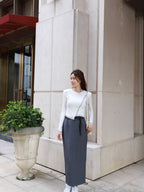 Double Belt Chiffon Maxi Skirt